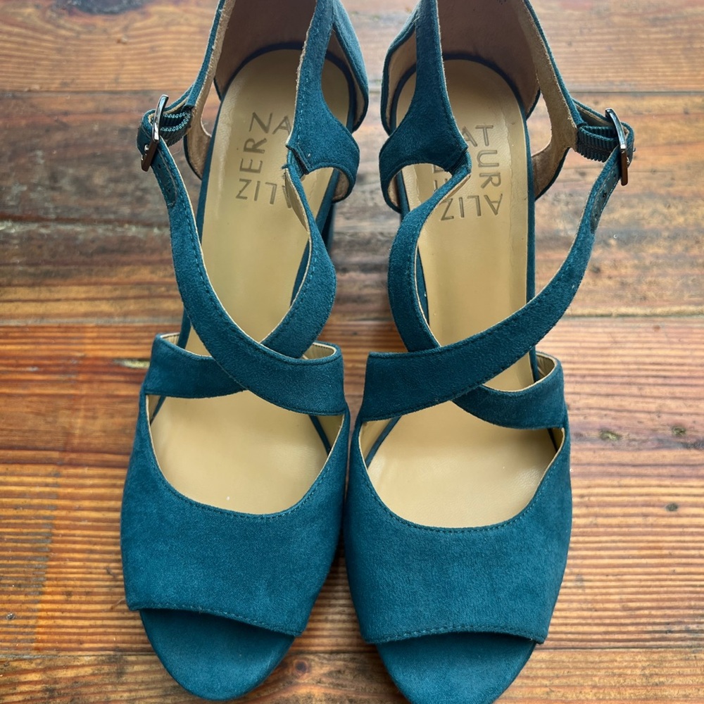 NATURALIZER Teal Platform Chunky Heels Women’s 6.5 - Picture 10 of 11